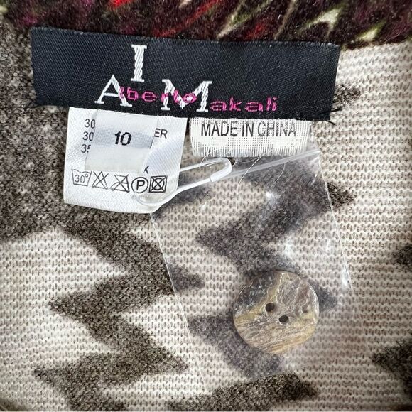 I AM Alberto Makali Long Sleeve Wool Blend Button Down Floral Midi Dress - Picture 6 of 10